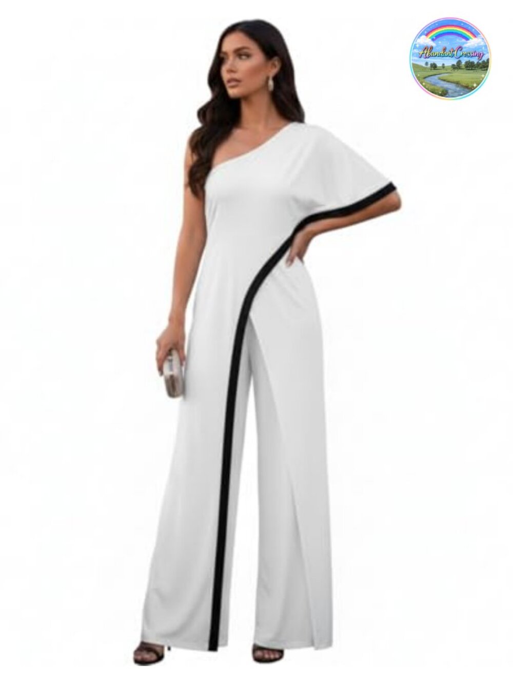 One Off Shoulder Asymmetric Long Pant Jumpsuit Romper Plus Size
